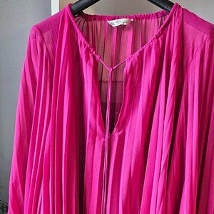 ZARA - Pleated Blouse - M - Raspberry Color